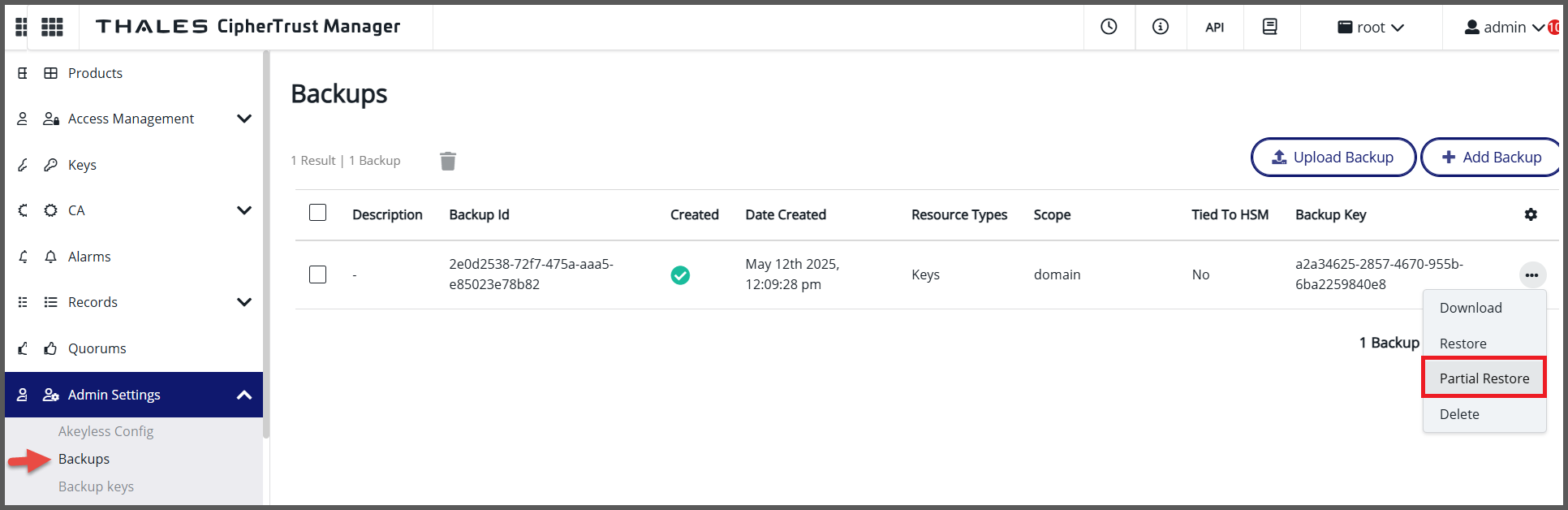 partial restore