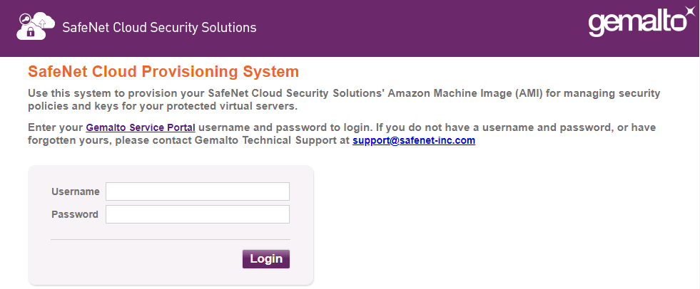 Cloud Provisioning System Login