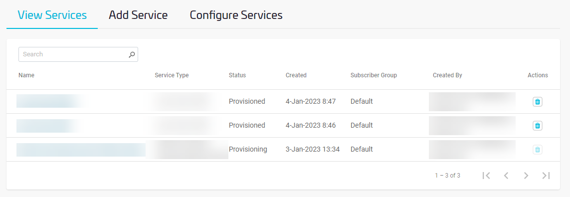 Luna Cloud HSM Services Table containing five example services.