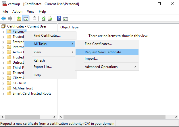 Requesting New Certificate Requesting New Certificate