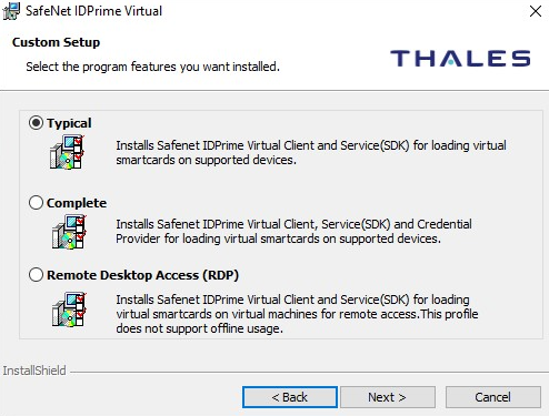 Custom Setup window
