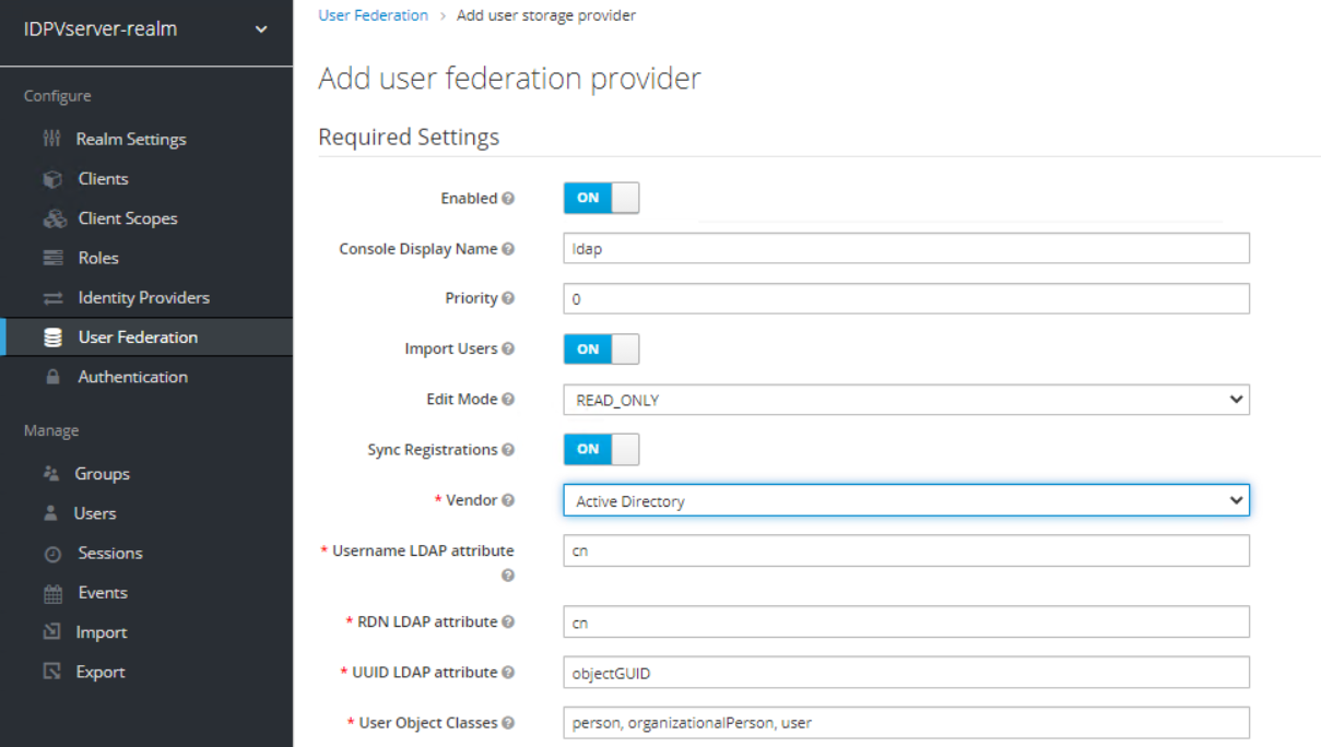 Add User Federation