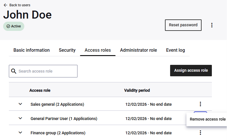 Remove access role