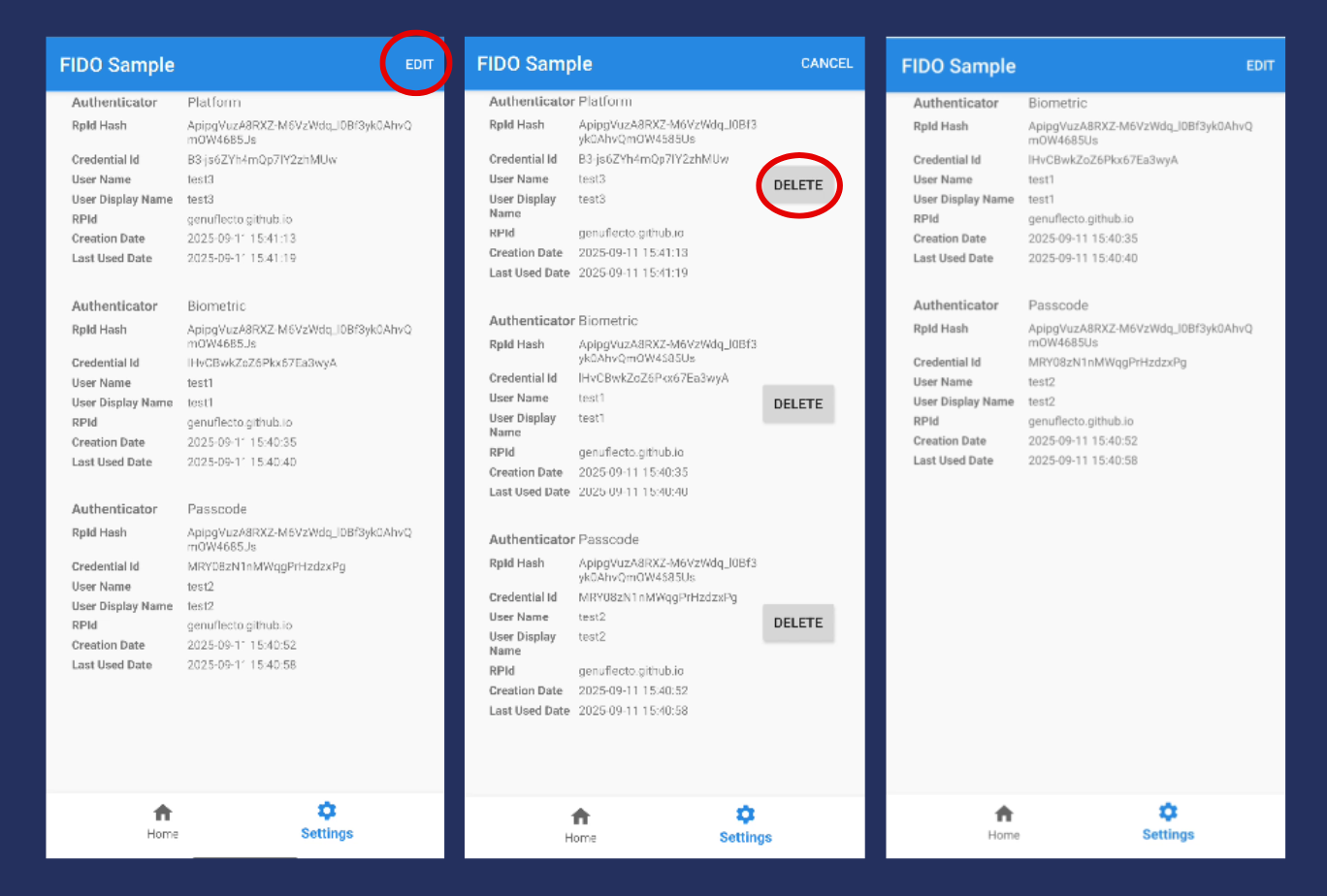 Deleting a registered authenticator Deleting a registered authenticator