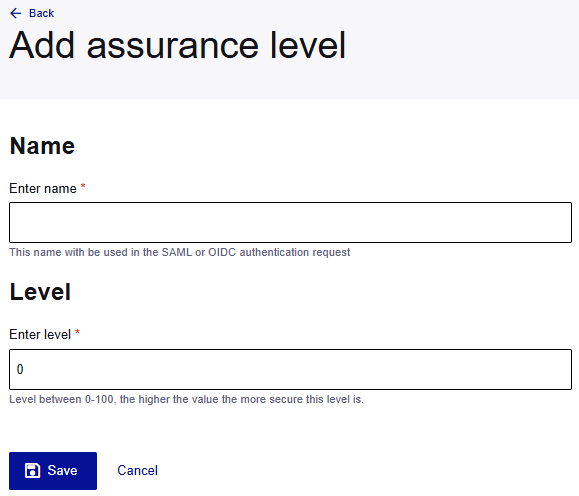 Assurance levels
