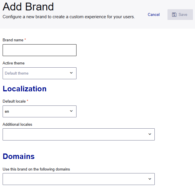 Add Brand page