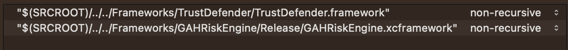 Build configuration for Framework Search Paths>Release search path release