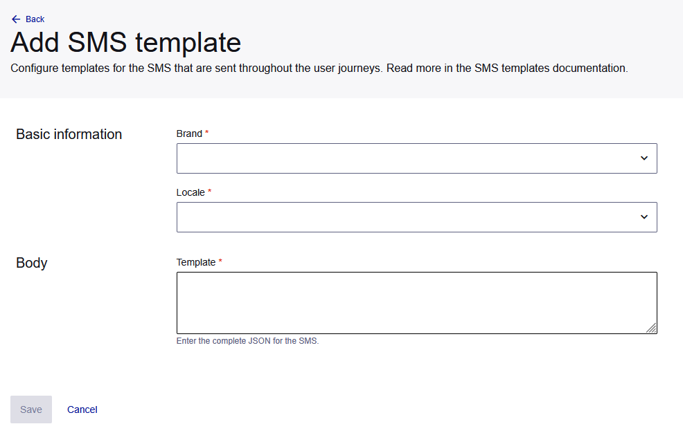 Add SMS template