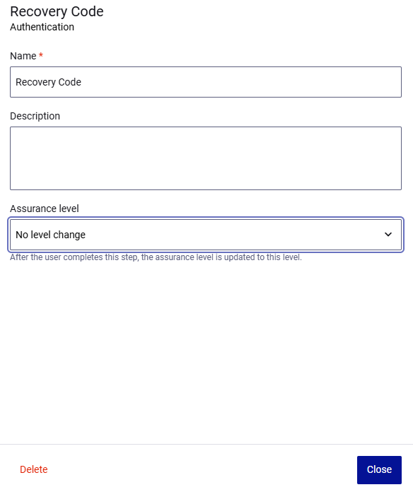 Recovery code authentication configuration