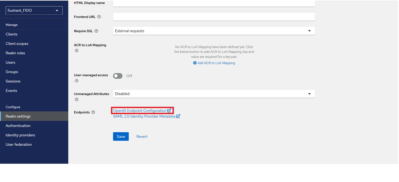 SAE OpenID Endpoint Configuration