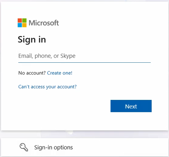Microsoft Online Welcome page