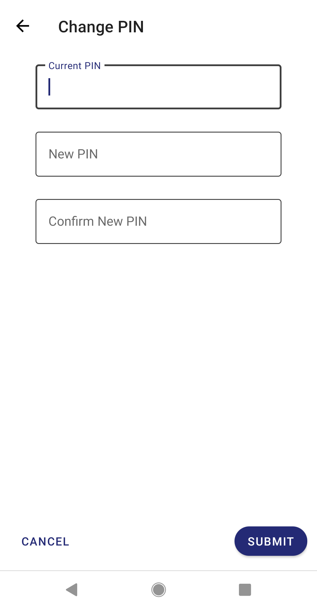 Confirm new PIN Confirm new PIN