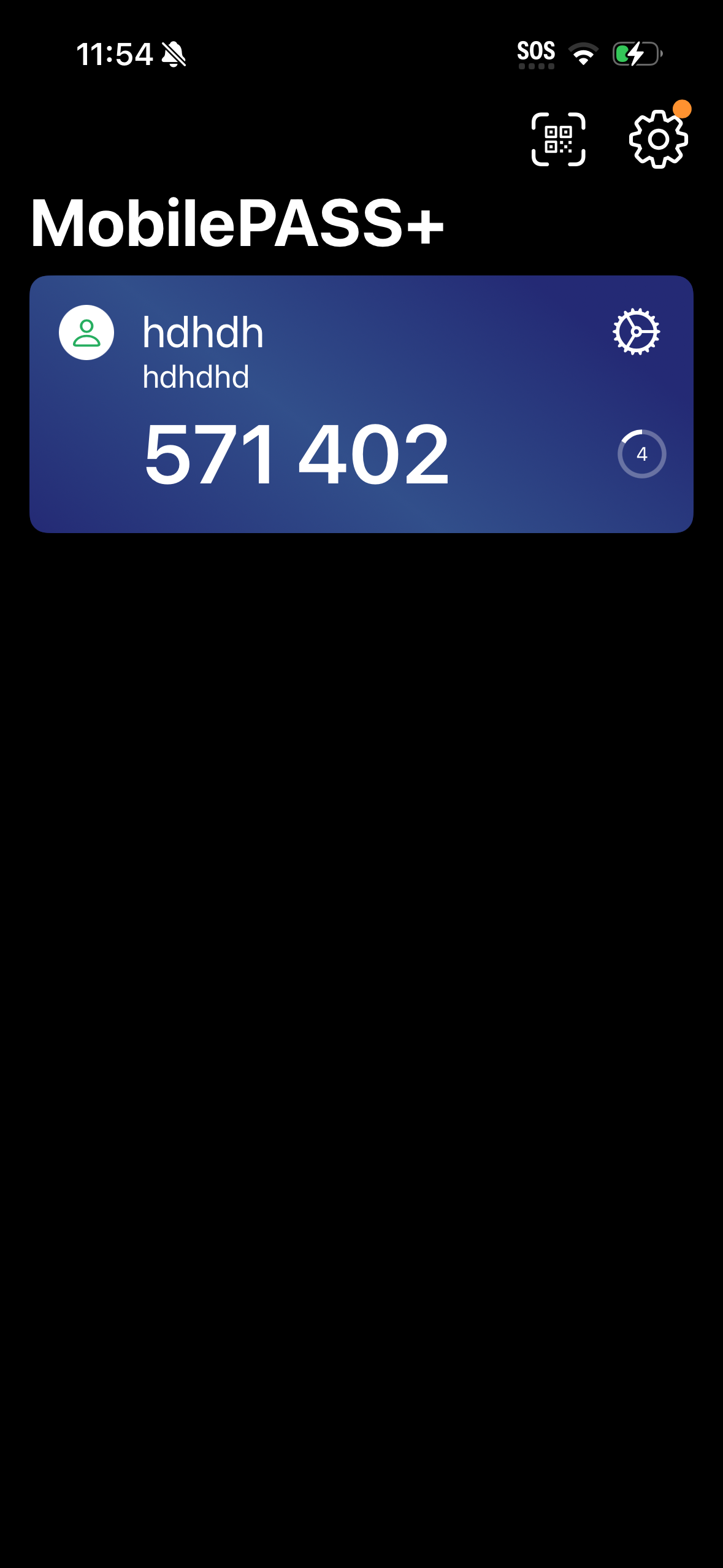 Indicator on authenticators page