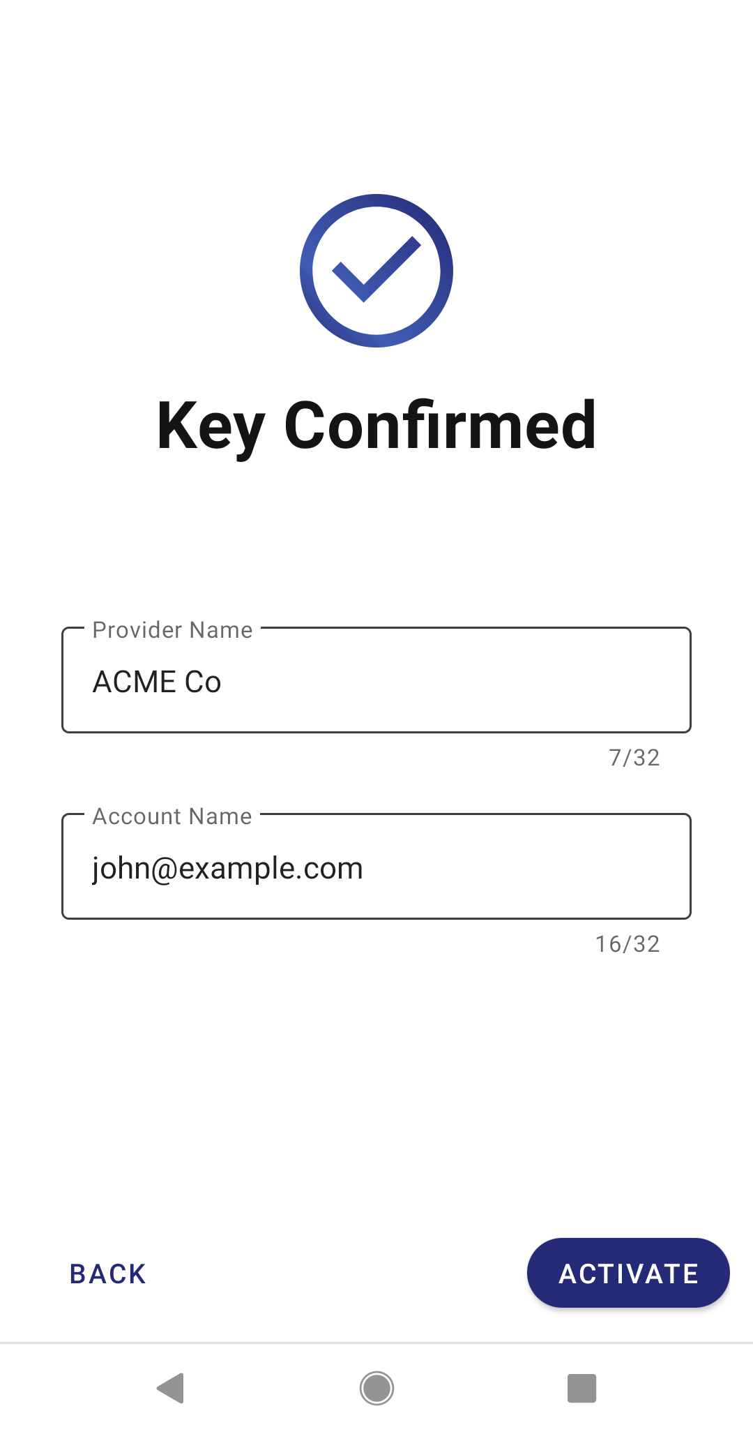 Key Confirmed page pre-filled with URL Key confirmed page is pre-filled with URL