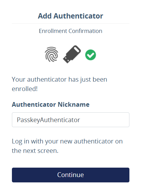 Setting a nickname for the passkey