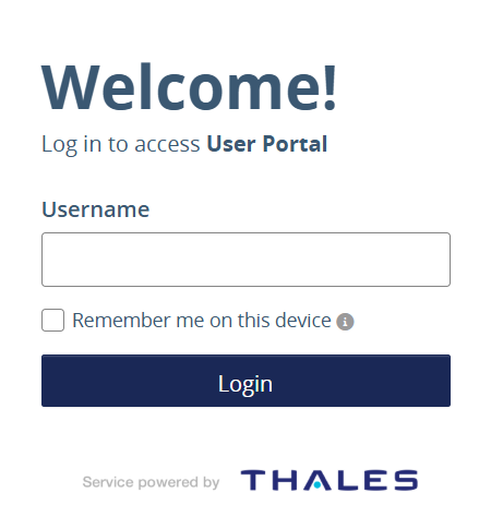 Entering a user name in the user portal