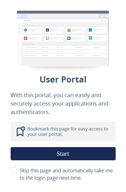 SafeNet Trusted Access User Portal start page