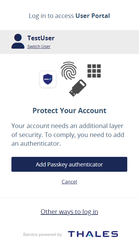 Protect Your Account screen