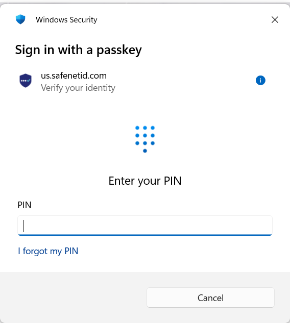 Verifying identity with the Windows Hello PIN