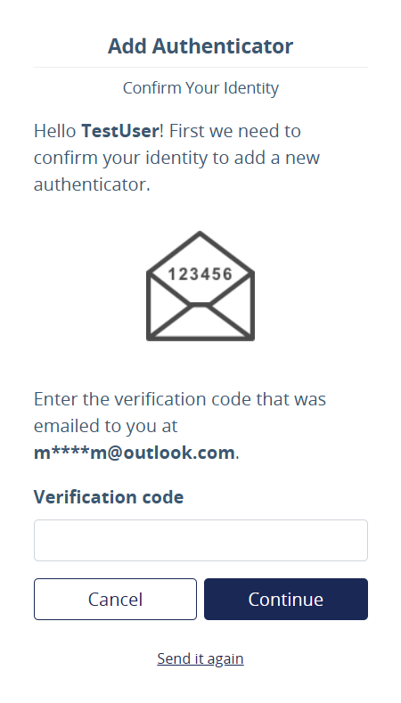 Entering the verification code