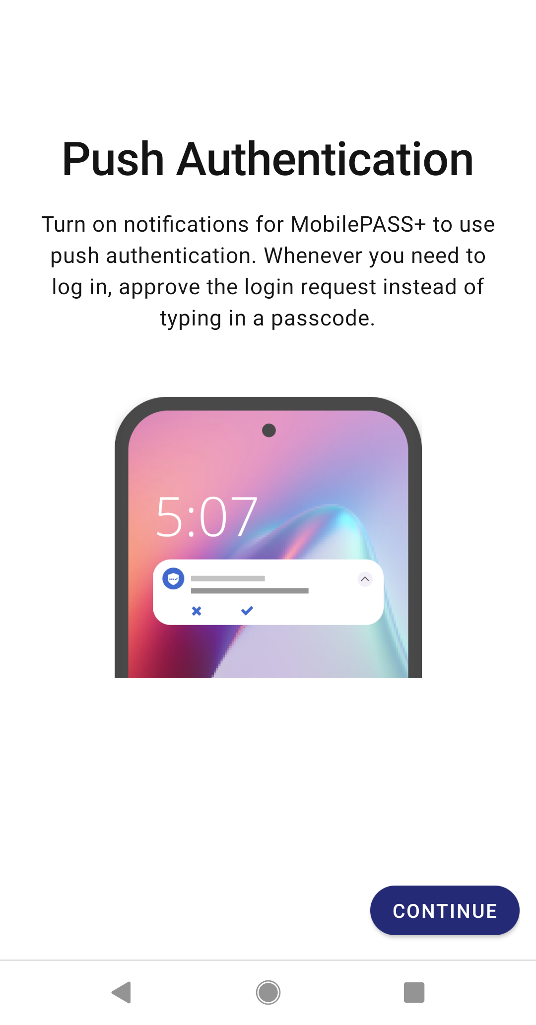 Push authentication directions Push authentication directions