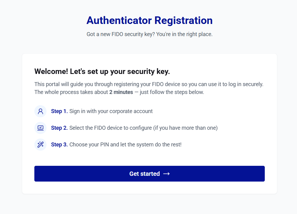 Self-service FIDO registration