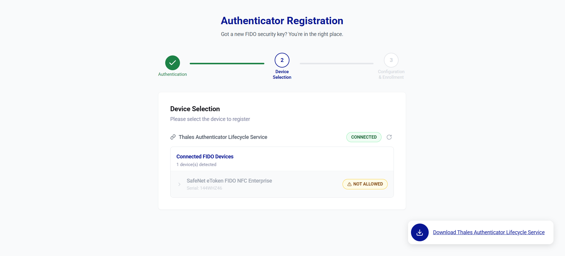 Self-service FIDO registration