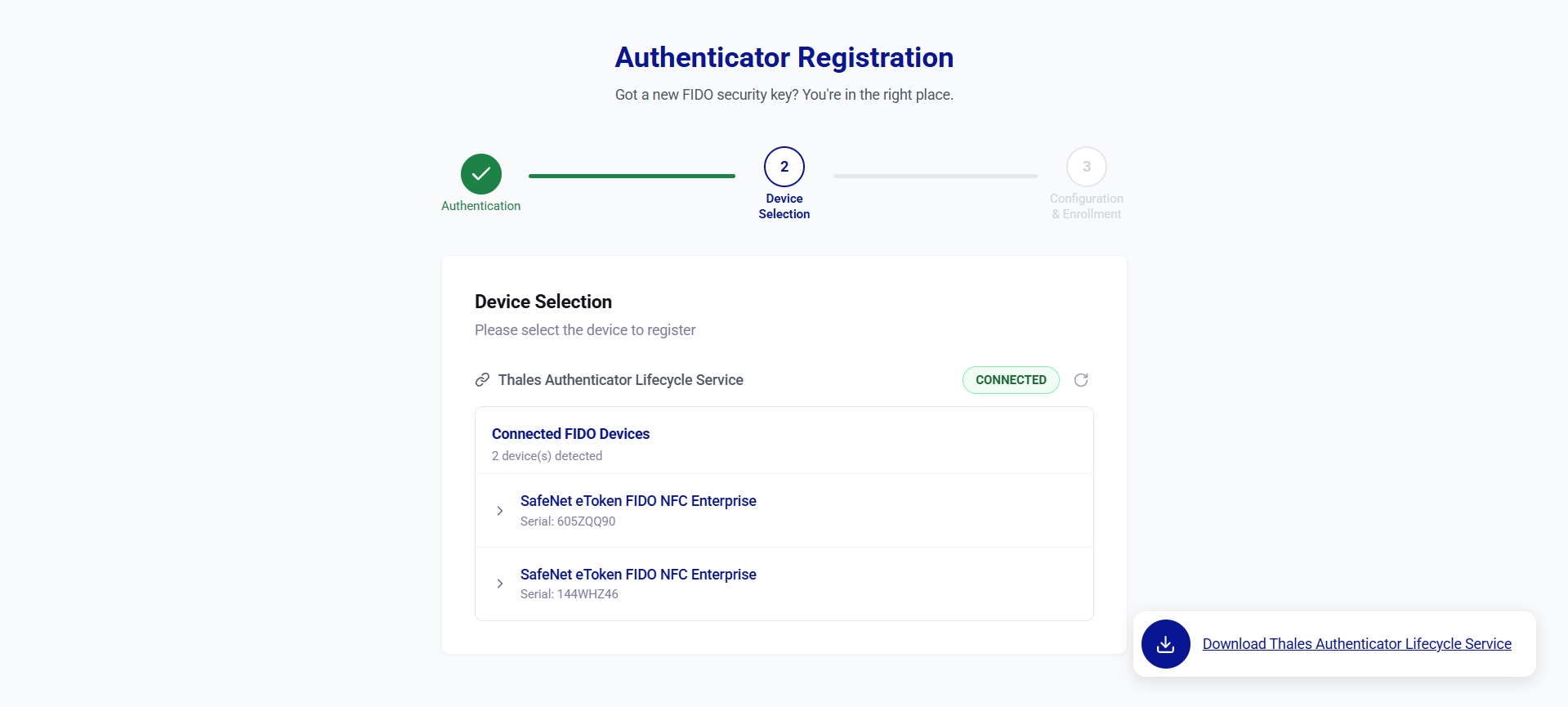 Self-service FIDO registration