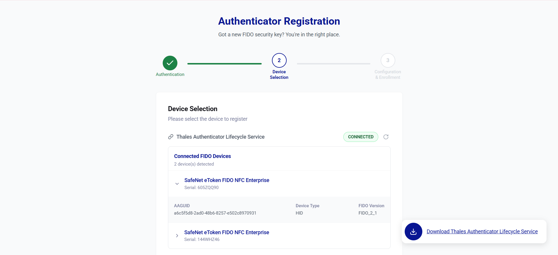 Self-service FIDO registration