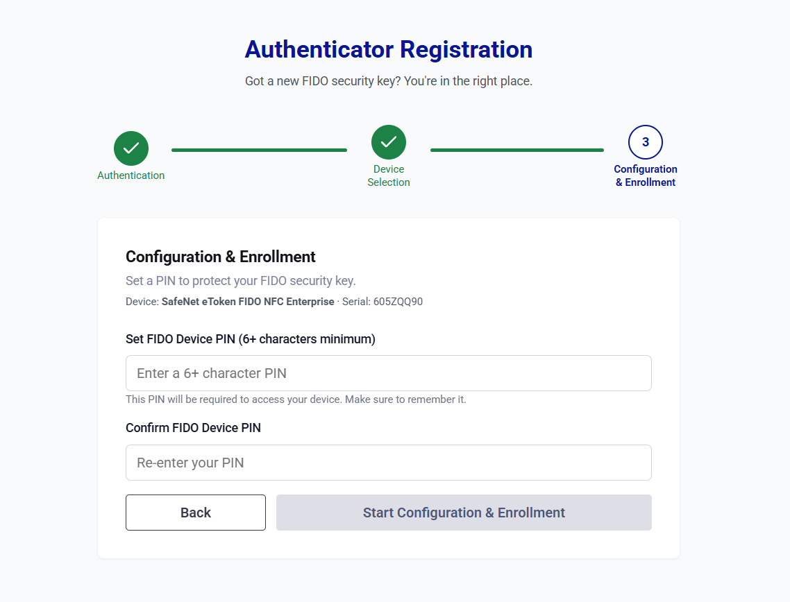 Self-service FIDO registration