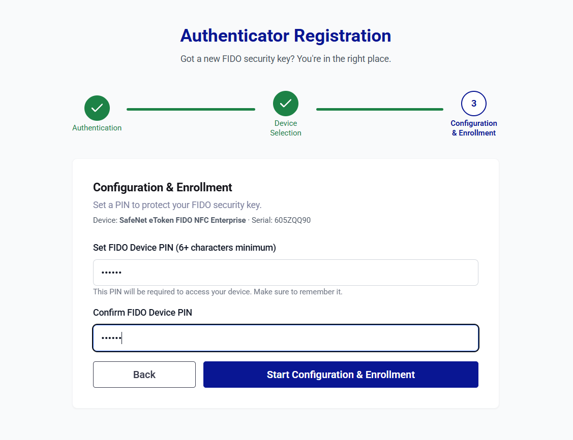Self-service FIDO registration