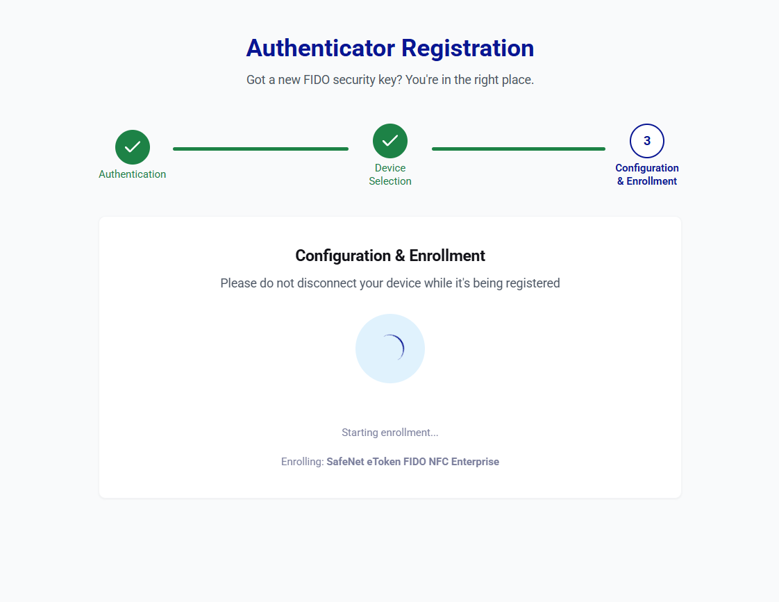 Self-service FIDO registration