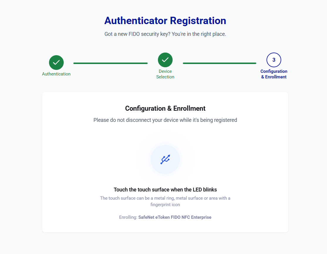 Self-service FIDO registration