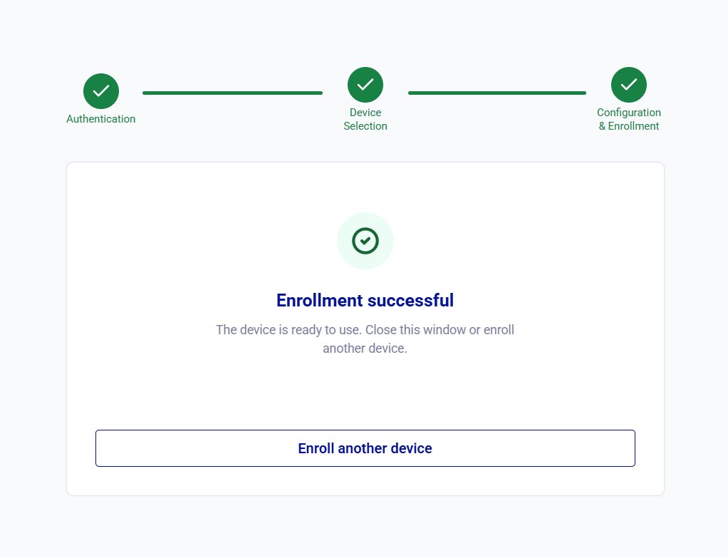 click to zoom Self-service FIDO registration successful
